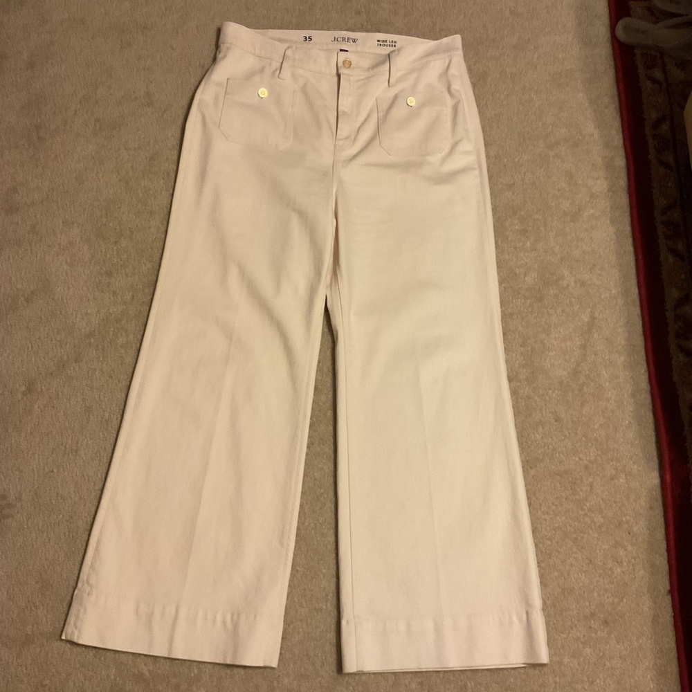 J. Crew Sailor Wide Leg Denim Pants Trouser with Gold Buttons Women’s 35 x 32 - Picture 6 of 13